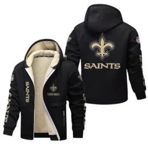 New Orleans Saints NFL Lamb Fleece Thick Coat NFL62012025346, Gift For Fan New Orleans Saints - Black