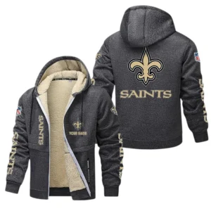 New Orleans Saints NFL Lamb Fleece Thick Coat NFL62012025346, Gift For Fan New Orleans Saints - Dark Gray