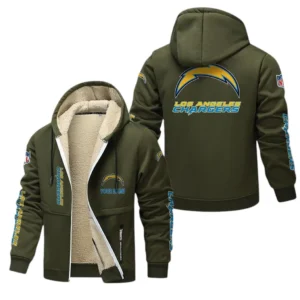 Los Angeles Chargers NFL Lamb Fleece Thick Coat NFL62012025347, Gift For Fan Los Angeles Chargers - Army Green