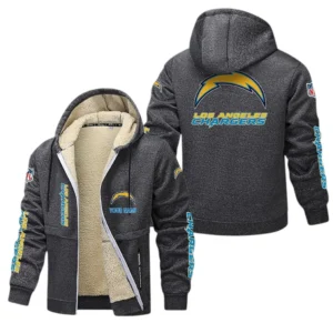 Los Angeles Chargers NFL Lamb Fleece Thick Coat NFL62012025347, Gift For Fan Los Angeles Chargers - Dark Gray