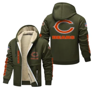 Chicago Bears NFL Lamb Fleece Thick Coat NFL62012025348, Gift For Fan Chicago Bears - Army Green