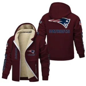 New England Patriots NFL Lamb Fleece Thick Coat NFL62012025349, Gift For Fan New England Patriots - Burgundy