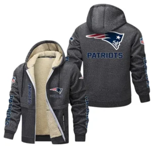 New England Patriots NFL Lamb Fleece Thick Coat NFL62012025349, Gift For Fan New England Patriots - Dark Gray