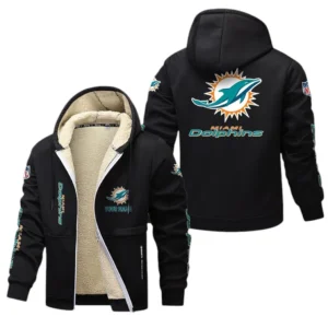 Miami Dolphins NFL Lamb Fleece Thick Coat NFL62012025350, Gift For Fan Miami Dolphins - Black