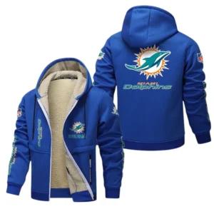 Miami Dolphins NFL Lamb Fleece Thick Coat NFL62012025350, Gift For Fan Miami Dolphins - Blue