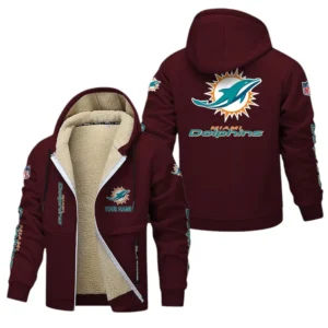Miami Dolphins NFL Lamb Fleece Thick Coat NFL62012025350, Gift For Fan Miami Dolphins - Burgundy