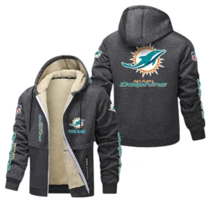 Miami Dolphins NFL Lamb Fleece Thick Coat NFL62012025350, Gift For Fan Miami Dolphins - Dark Gray