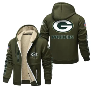 Green Bay Packers NFL Lamb Fleece Thick Coat NFL62012025352, Gift For Fan Green Bay Packers - Army Green