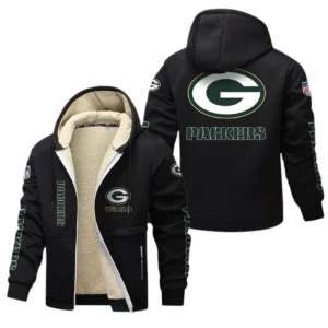 Green Bay Packers NFL Lamb Fleece Thick Coat NFL62012025352, Gift For Fan Green Bay Packers - Black