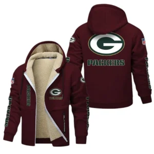 Green Bay Packers NFL Lamb Fleece Thick Coat NFL62012025352, Gift For Fan Green Bay Packers - Burgundy