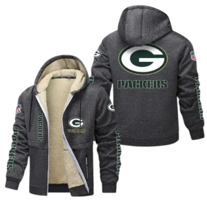 Green Bay Packers NFL Lamb Fleece Thick Coat NFL62012025352, Gift For Fan Green Bay Packers - Dark Gray