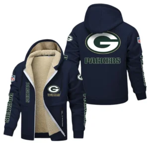 Green Bay Packers NFL Lamb Fleece Thick Coat NFL62012025352, Gift For Fan Green Bay Packers - Navy Blue
