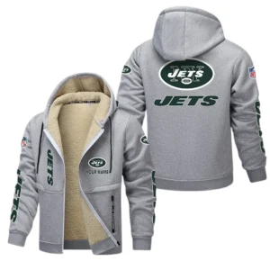 New York Jets NFL Lamb Fleece Thick Coat NFL62012025354, Gift For Fan New York Jets - Light Gray