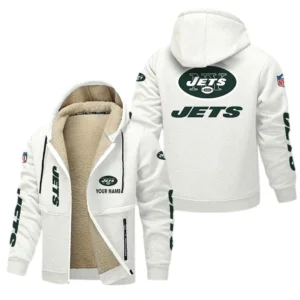 New York Jets NFL Lamb Fleece Thick Coat NFL62012025354, Gift For Fan New York Jets - White