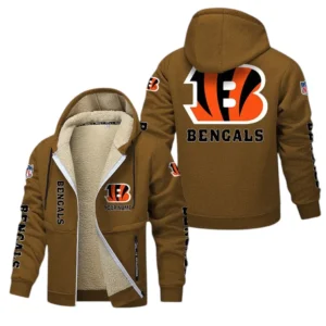 Cincinnati Bengals NFL Lamb Fleece Thick Coat NFL62012025355, Gift For Fan Cincinnati Bengals - Brown