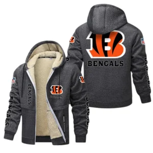 Cincinnati Bengals NFL Lamb Fleece Thick Coat NFL62012025355, Gift For Fan Cincinnati Bengals - Dark Gray