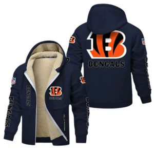 Cincinnati Bengals NFL Lamb Fleece Thick Coat NFL62012025355, Gift For Fan Cincinnati Bengals - Navy Blue
