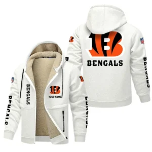 Cincinnati Bengals NFL Lamb Fleece Thick Coat NFL62012025355, Gift For Fan Cincinnati Bengals - White