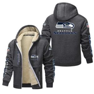 Seattle Seahawks NFL Lamb Fleece Thick Coat NFL62012025356, Gift For Fan Seattle Seahawks - Dark Gray