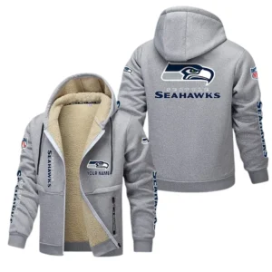 Seattle Seahawks NFL Lamb Fleece Thick Coat NFL62012025356, Gift For Fan Seattle Seahawks - Light Gray