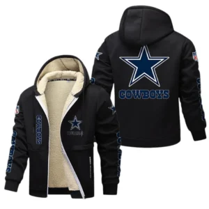 Dallas Cowboys NFL Lamb Fleece Thick Coat NFL62012025357, Gift For Fan Dallas Cowboys - Black
