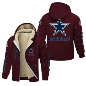 Dallas Cowboys NFL Lamb Fleece Thick Coat NFL62012025357, Gift For Fan Dallas Cowboys - Burgundy