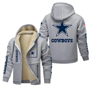 Dallas Cowboys NFL Lamb Fleece Thick Coat NFL62012025357, Gift For Fan Dallas Cowboys - Light Gray