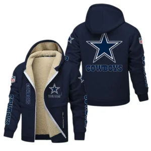 Dallas Cowboys NFL Lamb Fleece Thick Coat NFL62012025357, Gift For Fan Dallas Cowboys - Navy Blue