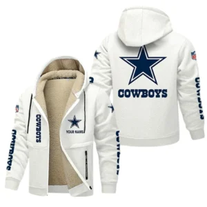 Dallas Cowboys NFL Lamb Fleece Thick Coat NFL62012025357, Gift For Fan Dallas Cowboys - White