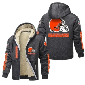 Cleveland Browns NFL Lamb Fleece Thick Coat NFL62012025358, Gift For Fan Cleveland Browns - Dark Gray