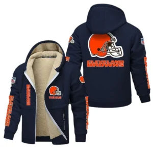 Cleveland Browns NFL Lamb Fleece Thick Coat NFL62012025358, Gift For Fan Cleveland Browns - Navy Blue
