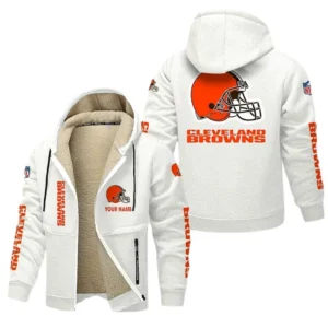 Cleveland Browns NFL Lamb Fleece Thick Coat NFL62012025358, Gift For Fan Cleveland Browns - White