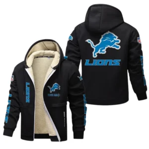 Detroit Lions NFL Lamb Fleece Thick Coat NFL62012025359, Gift For Fan Detroit Lions - Black