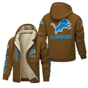 Detroit Lions NFL Lamb Fleece Thick Coat NFL62012025359, Gift For Fan Detroit Lions - Brown