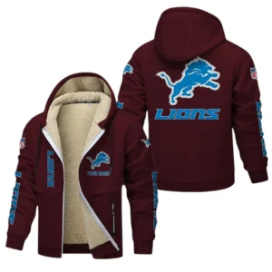 Detroit Lions NFL Lamb Fleece Thick Coat NFL62012025359, Gift For Fan Detroit Lions - Burgundy