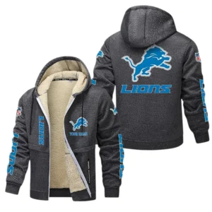 Detroit Lions NFL Lamb Fleece Thick Coat NFL62012025359, Gift For Fan Detroit Lions - Dark Gray