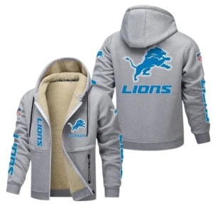 Detroit Lions NFL Lamb Fleece Thick Coat NFL62012025359, Gift For Fan Detroit Lions - Light Gray