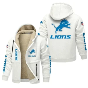 Detroit Lions NFL Lamb Fleece Thick Coat NFL62012025359, Gift For Fan Detroit Lions - White