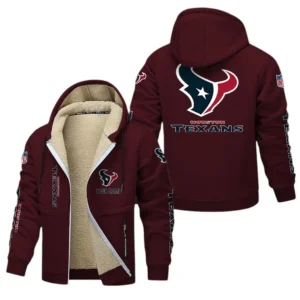 Houston Texans NFL Lamb Fleece Thick Coat NFL62012025360, Gift For Fan Houston Texans - Burgundy