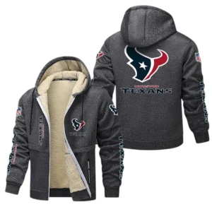 Houston Texans NFL Lamb Fleece Thick Coat NFL62012025360, Gift For Fan Houston Texans - Dark Gray