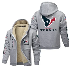 Houston Texans NFL Lamb Fleece Thick Coat NFL62012025360, Gift For Fan Houston Texans - Light Gray