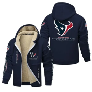 Houston Texans NFL Lamb Fleece Thick Coat NFL62012025360, Gift For Fan Houston Texans - Navy Blue