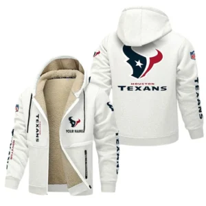 Houston Texans NFL Lamb Fleece Thick Coat NFL62012025360, Gift For Fan Houston Texans - White