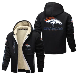 Denver Broncos NFL Lamb Fleece Thick Coat NFL62012025361, Gift For Fan Denver Broncos - Black