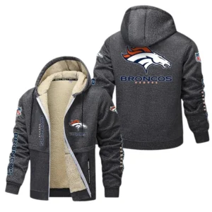 Denver Broncos NFL Lamb Fleece Thick Coat NFL62012025361, Gift For Fan Denver Broncos - Dark Gray