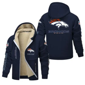 Denver Broncos NFL Lamb Fleece Thick Coat NFL62012025361, Gift For Fan Denver Broncos - Navy Blue