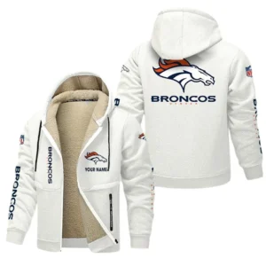 Denver Broncos NFL Lamb Fleece Thick Coat NFL62012025361, Gift For Fan Denver Broncos - White