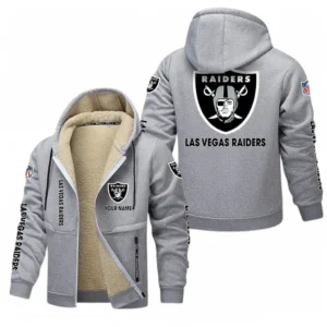Las Vegas Raiders NFL Lamb Fleece Thick Coat NFL62012025362, Gift For Fan Las Vegas Raiders - Light Gray