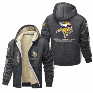 Minnesota Vikings NFL Lamb Fleece Thick Coat NFL62012025363, Gift For Fan Minnesota Vikings - Dark Gray