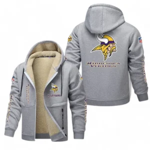 Minnesota Vikings NFL Lamb Fleece Thick Coat NFL62012025363, Gift For Fan Minnesota Vikings - Light Gray